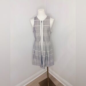 Addison Grey & White Dara Fit & Flee Full Zip Mini Dress Size L